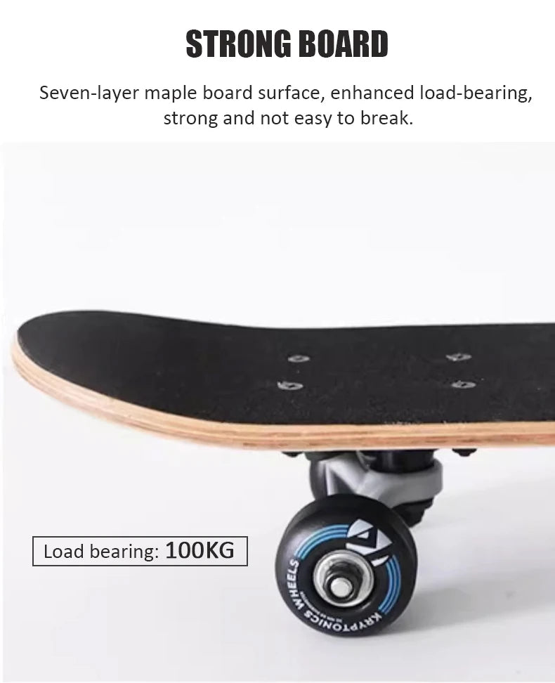 56cm Mini Skateboard Portable Maple Longboard Cartoon Wear-resistant Children Beginner Skateboard Scooter Toy Teenager Gift