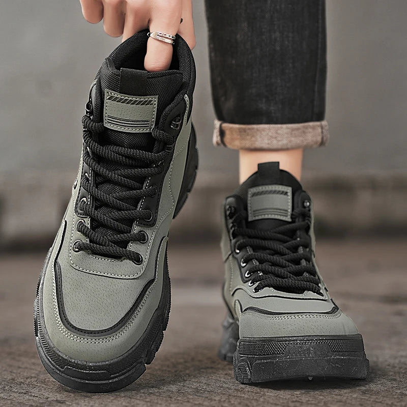 Fashion Mens Walking Sneakers Anti-slip Climbing Hiking Shoes Comfort Ankle Boots Work Boots High Top Jogging Casual Sport Shoes