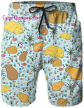 Men Summer Casual Beach Shorts Capybaras For Men Quick Dry Mens Drawstring Waist Surf Swimming Shorts
