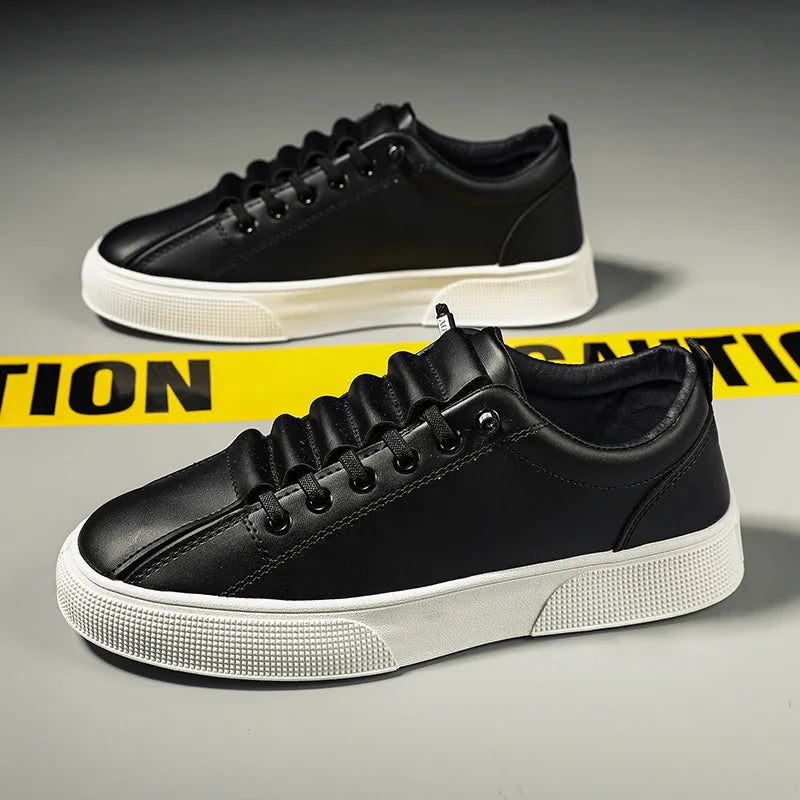 Men's Sneakers Casual Sports Shoes for Men Lightweight PU Leather Breathable Shoe Flat White Shoes Zapatillas Hombre