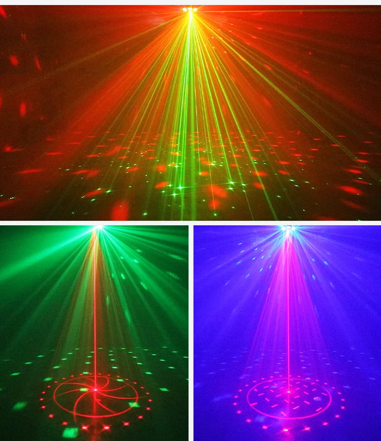DJ Disco Laser Projection Strobe Light RGB LED Party Lights with DMX Voice Remote Control Bar Holiday Live Show Decor Lighting