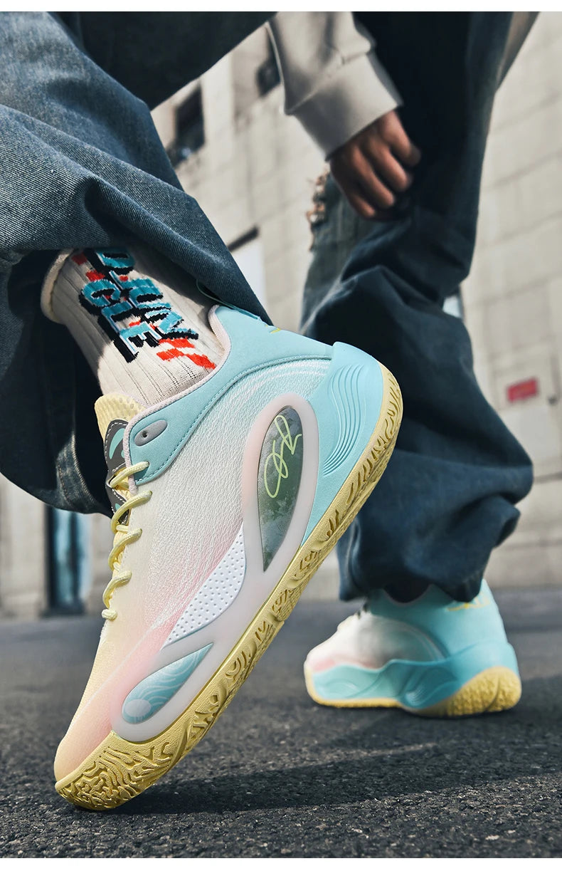 Men's Basketball Shoes Breathable Cushioning Non-Slip Wearable Runing Shoes Gym Training Athletic Basketball Sneakers for Women