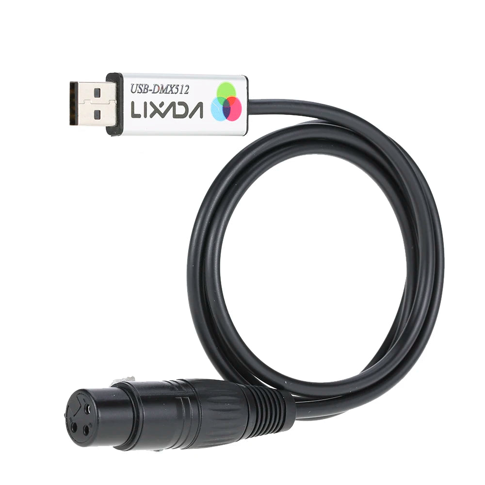 Lixada USB Lighting Console USB to DMX Interface Adapter LED DMX512 Computer PC Stage Lighting Controller Dimmer