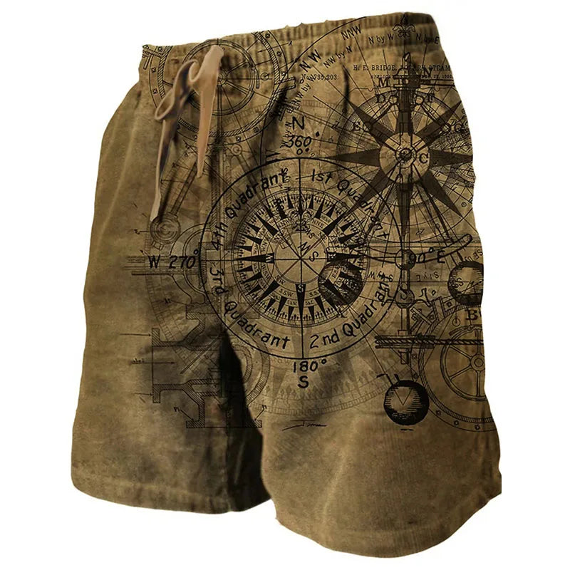 Summer Beach Shorts Compass 3D Print Men Women Holiday Casual Surfing Board Shorts Oversized Swimwear Trunks Kids Male Clothing