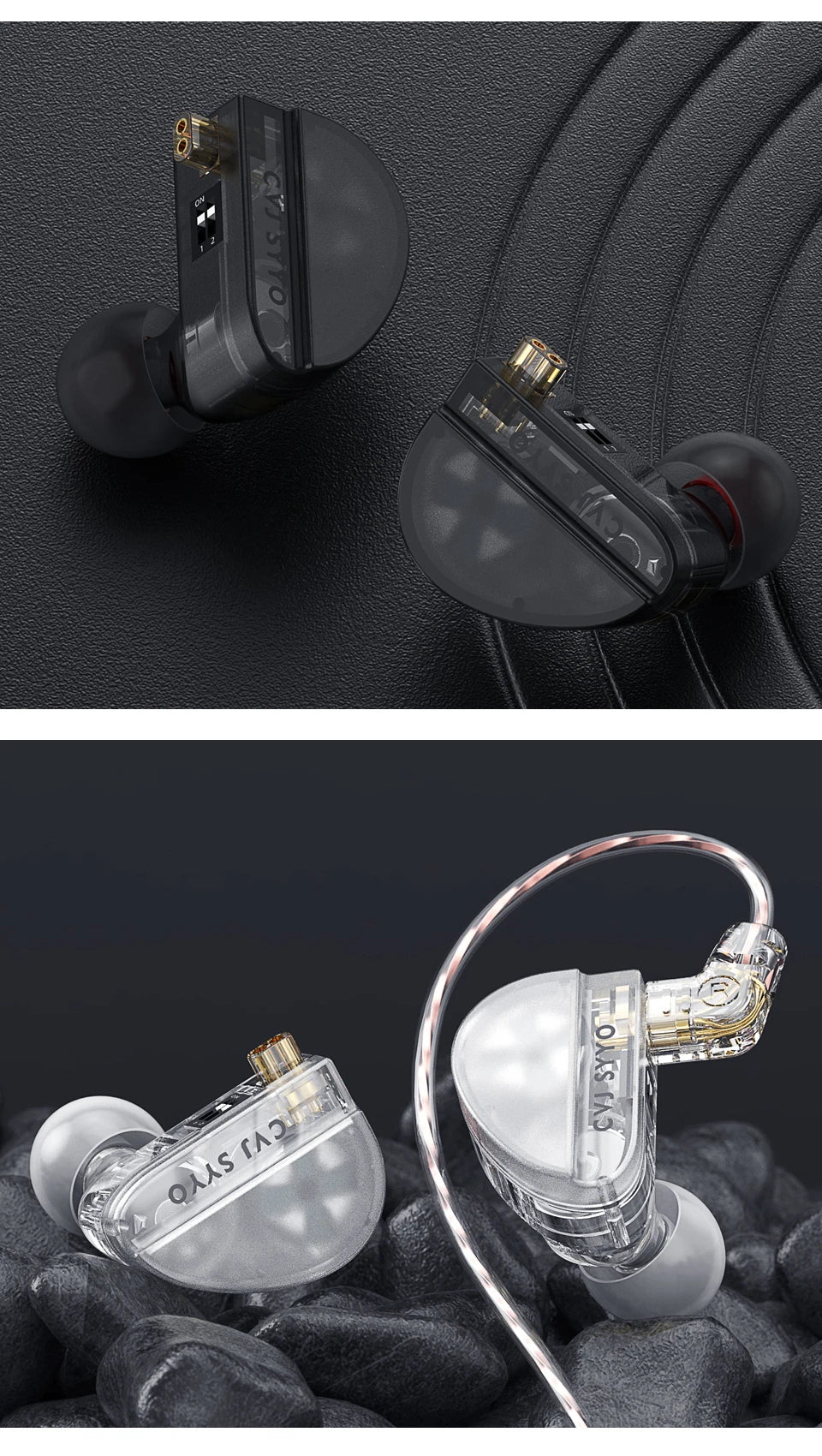 CVJ Konoka In-Ear Earphone With 3D Hifi Triple Hybrid (1DD + 1BA + 1Vibration Driver) Wired DJ Monitors Tuning Switch Headset