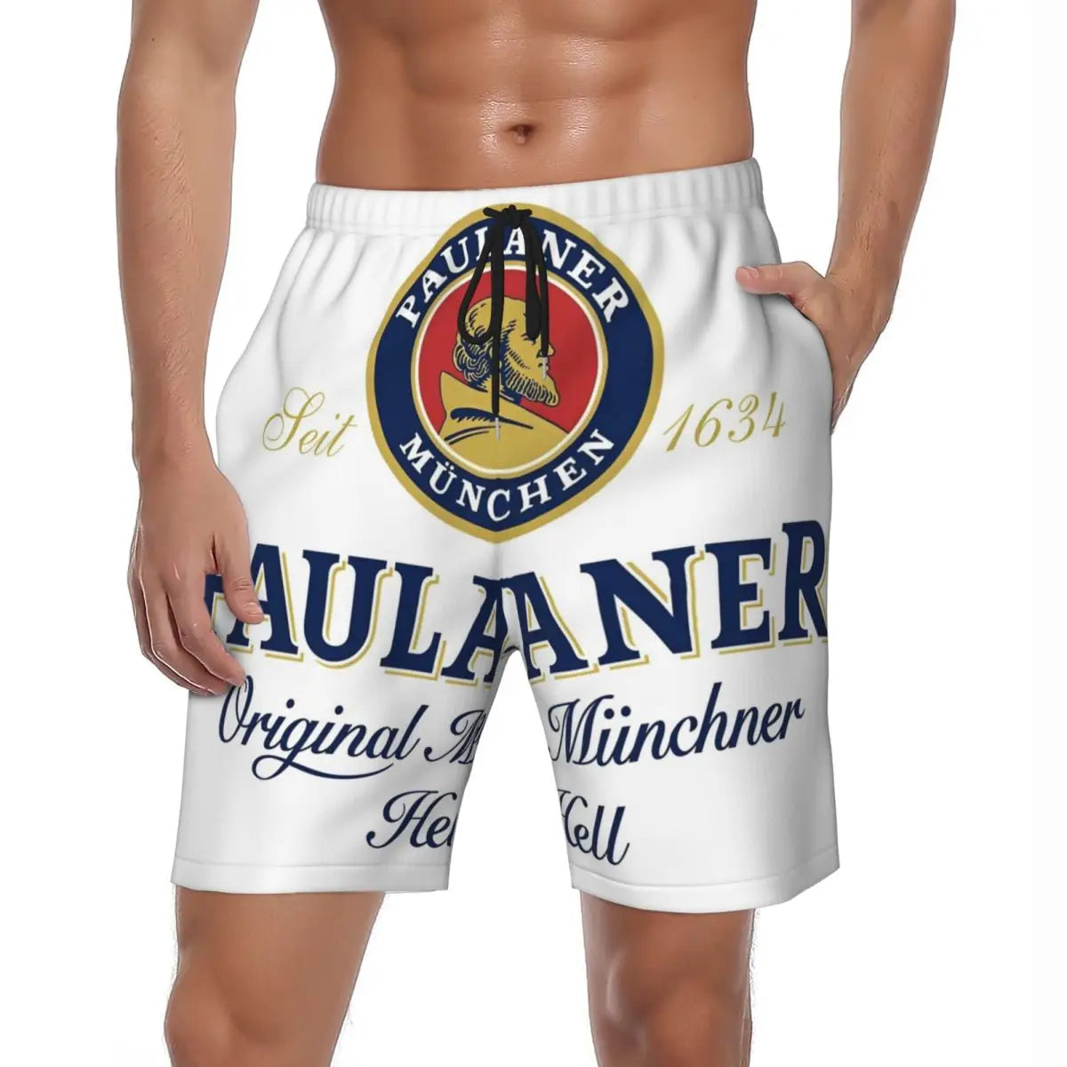 Male Board Shorts Paulaner Spezi Casual Beach Trunks Germany Soda Drink Sports Fitness High Quality Plus Size Beach Short Pants
