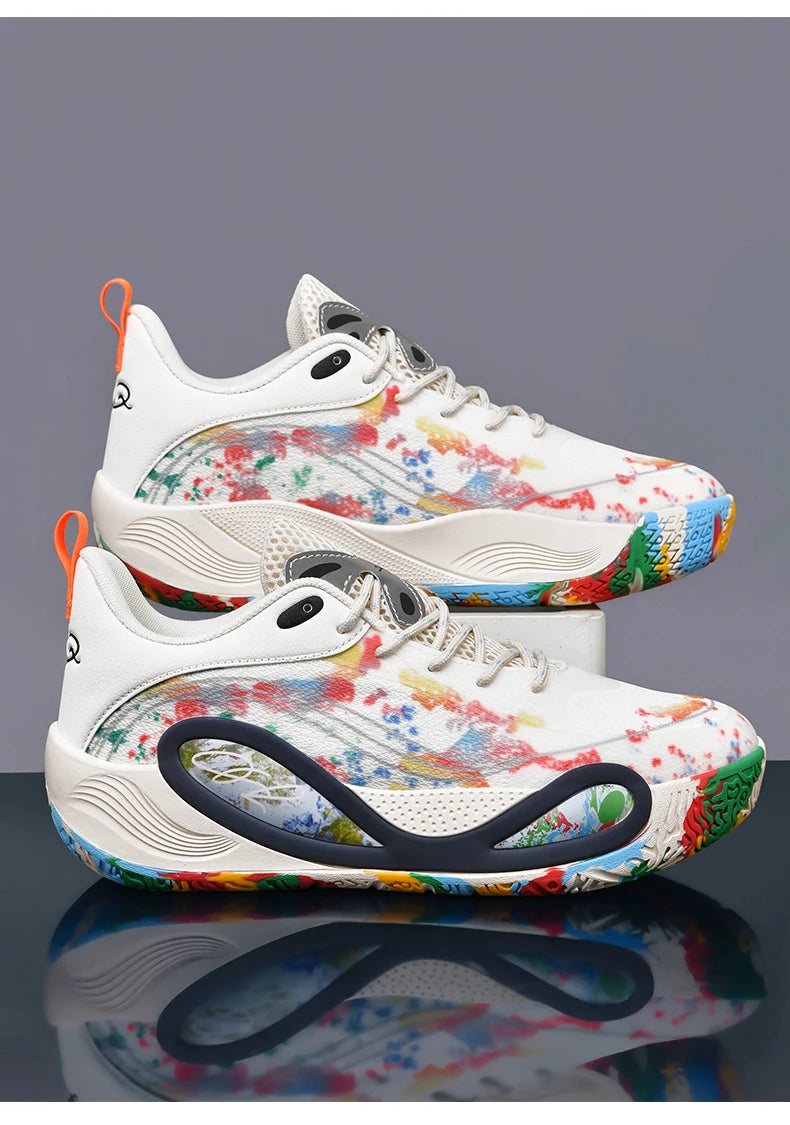 Men's Basketball Shoes Breathable Cushioning Non-Slip Wearable Runing Shoes Gym Training Athletic Basketball Sneakers for Women