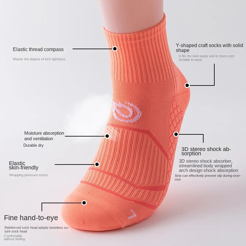 Sports socks, women's running tube, breathable yoga, skipping rope, quick drying short socks, anti odor and sweat absorbing for