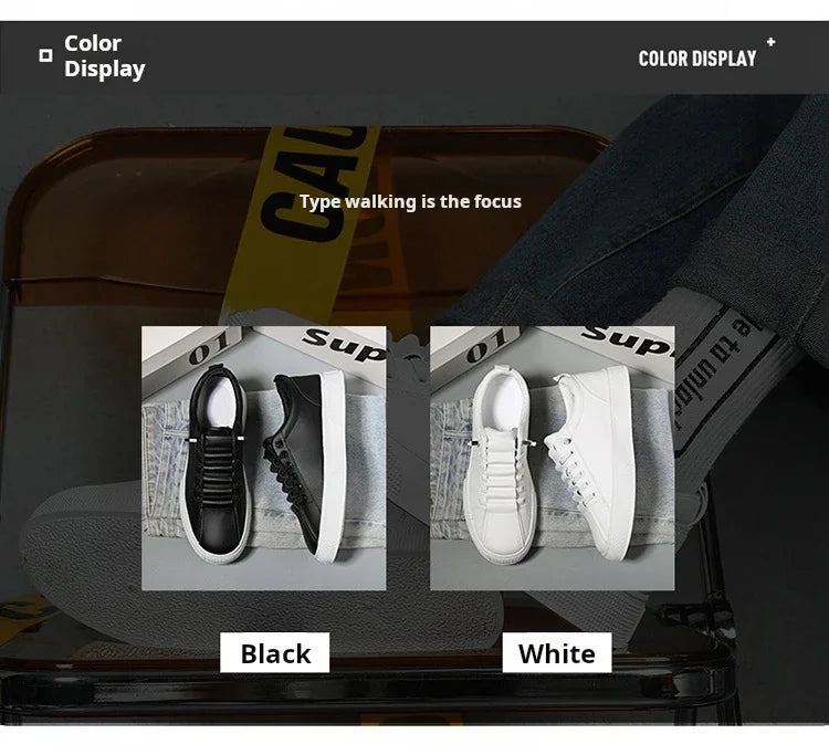 Men's Sneakers Casual Sports Shoes for Men Lightweight PU Leather Breathable Shoe Flat White Shoes Zapatillas Hombre