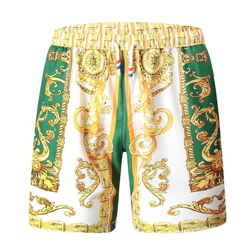 Gold Luxury Swimwear Shorts Breathable Surf Board Shorts Men's Vacation Beach Shorts Quick Dry Swimsuit Summer Sports Trunks Man