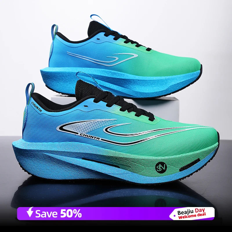  Running Shoes Men Carbon Plate Speciality Marathon Sports Breathable Lightweight Women's Comfortable Chunta Leisure Sneakers