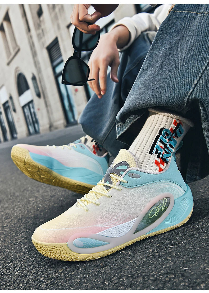 Men's Basketball Shoes Breathable Cushioning Non-Slip Wearable Runing Shoes Gym Training Athletic Basketball Sneakers for Women