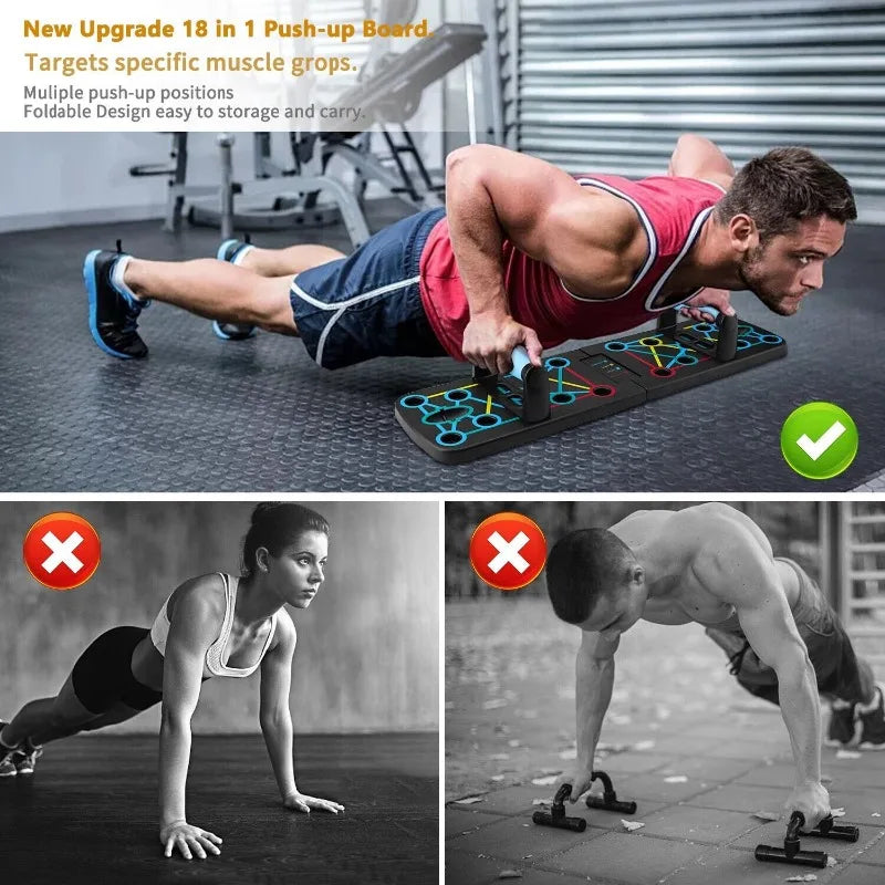 Foldable Push Up Board for Home Gym Workout Equipment Multi Functional Training Board for Abs Chest Muscles Men Women