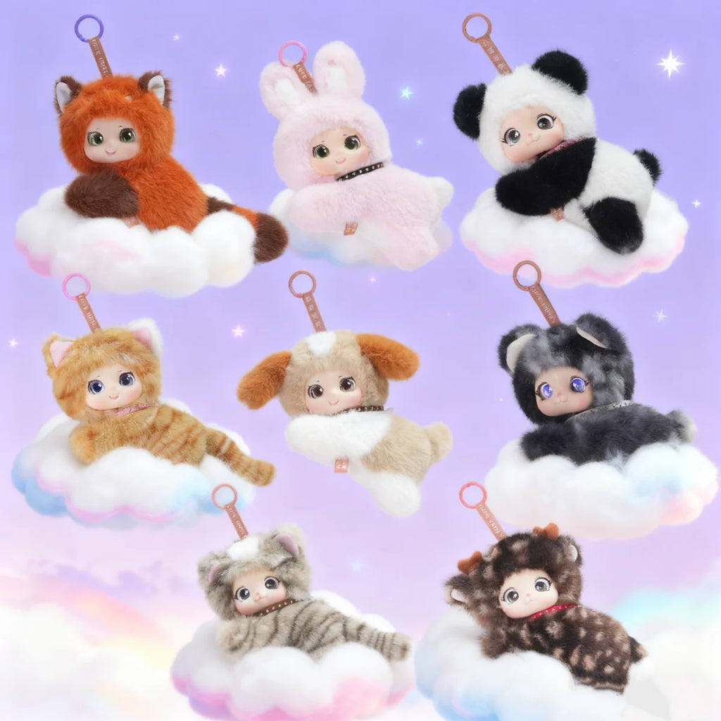 Cute Random Pattern Plush Toy Animal Rabbit Stripe Cat Vinyl-Plush Toys Giant Panda Lying Posture Animal Birthday Xmas Gifts