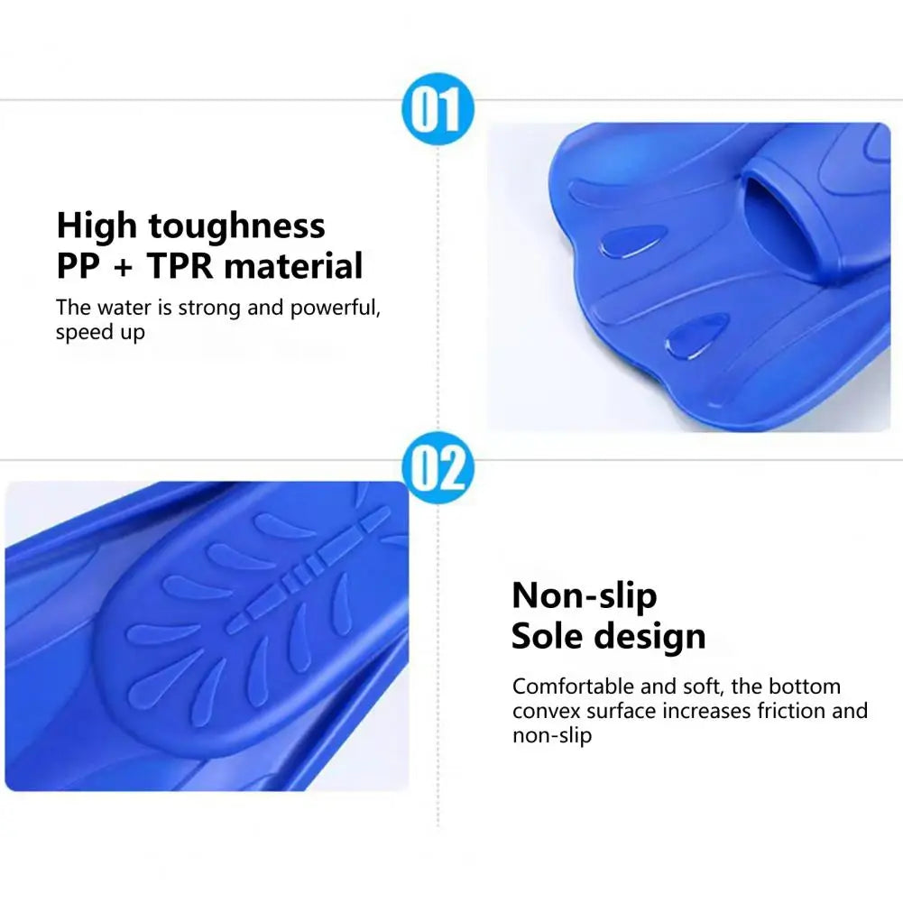 1 Pair Swim Fins Comfortable Non-slip Professional Auxiliary Training Silicone Short Swimming Training Flippers Water Sports