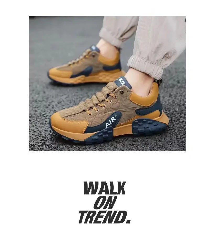 Thick Sole Mens Sneakers Fashion Man Shoe Versatile Vulcanized Shoe Lace Up Outdoor Running Shoes Anti-slip Zapatillas De Hombre