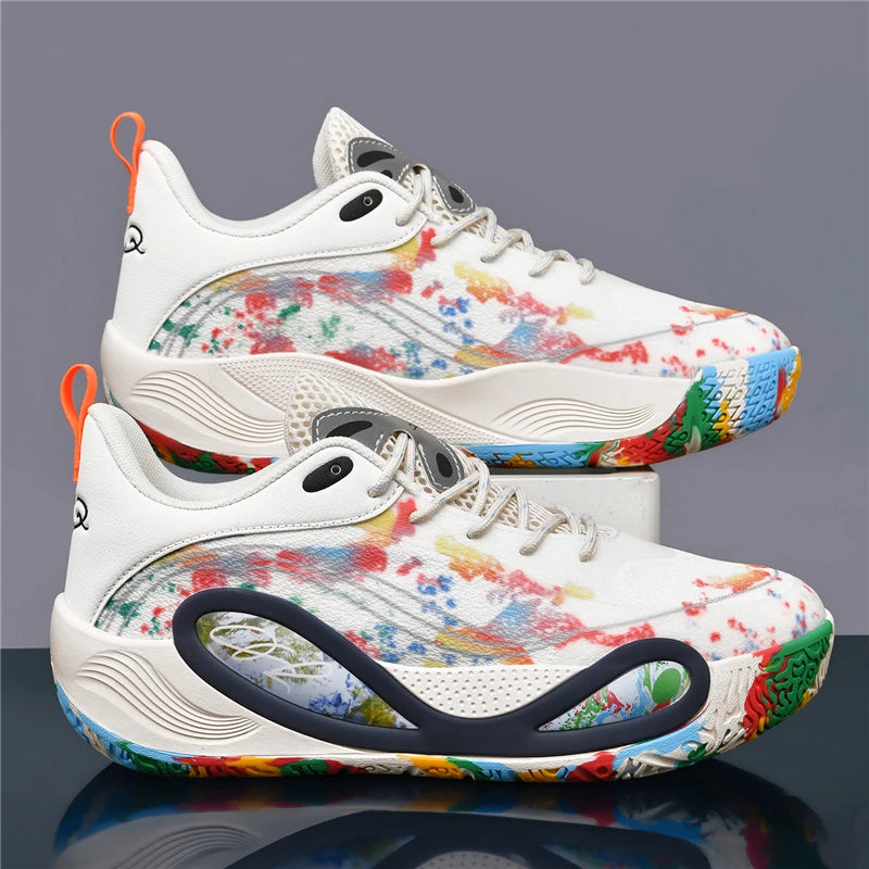 Men's Basketball Shoes Breathable Cushioning Non-Slip Wearable Runing Shoes Gym Training Athletic Basketball Sneakers for Women