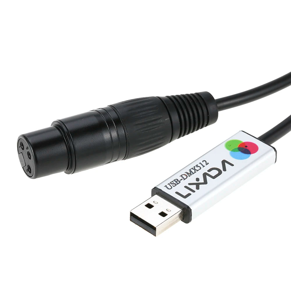 Lixada USB Lighting Console USB to DMX Interface Adapter LED DMX512 Computer PC Stage Lighting Controller Dimmer