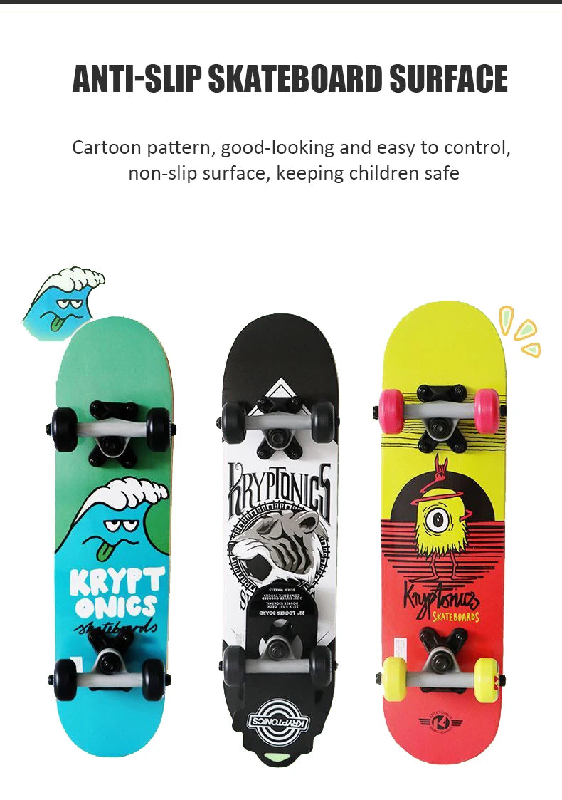 56cm Mini Skateboard Portable Maple Longboard Cartoon Wear-resistant Children Beginner Skateboard Scooter Toy Teenager Gift