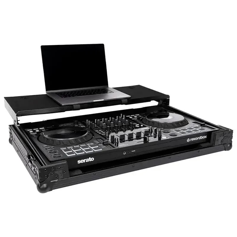 Black DJ Flight Case DDJ-FLX10 With Laptop Platform &amp; Wheels Flight Case