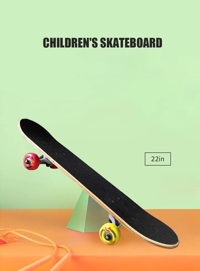 56cm Mini Skateboard Portable Maple Longboard Cartoon Wear-resistant Children Beginner Skateboard Scooter Toy Teenager Gift