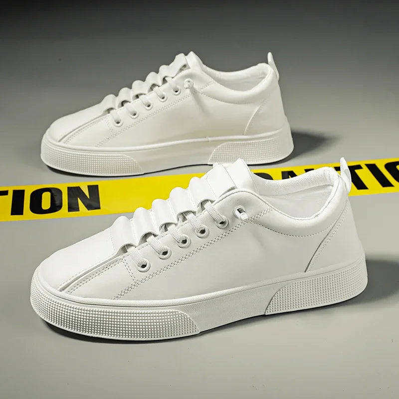 Men's Sneakers Casual Sports Shoes for Men Lightweight PU Leather Breathable Shoe Flat White Shoes Zapatillas Hombre