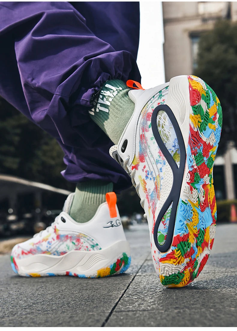 Men's Basketball Shoes Breathable Cushioning Non-Slip Wearable Runing Shoes Gym Training Athletic Basketball Sneakers for Women