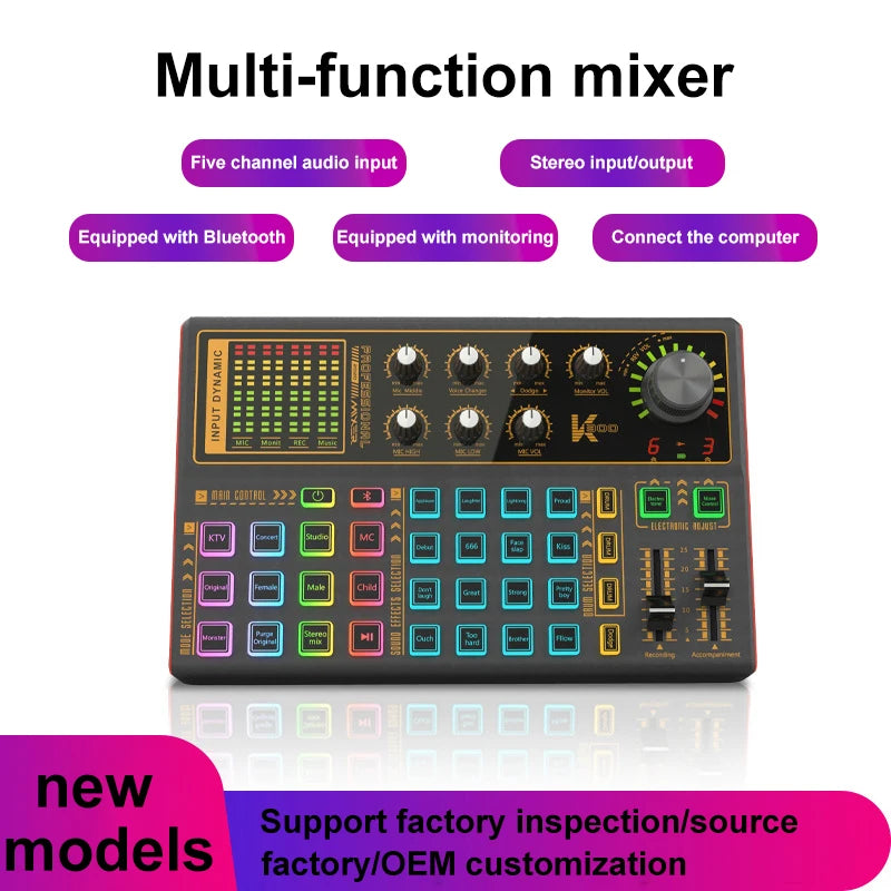 Portable device for computer and mobile live streaming, sound card, product promotion, and karaoke short videos