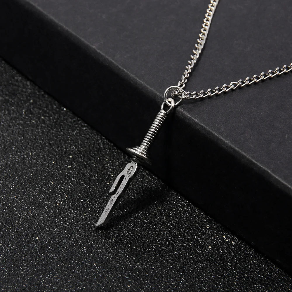 Anime Jujutsu Kaisen Fushiguro Toji Sword Necklace Spear of Tianri Knife Pendant Cosplay Necklaces For Unisex Choker Jewelry