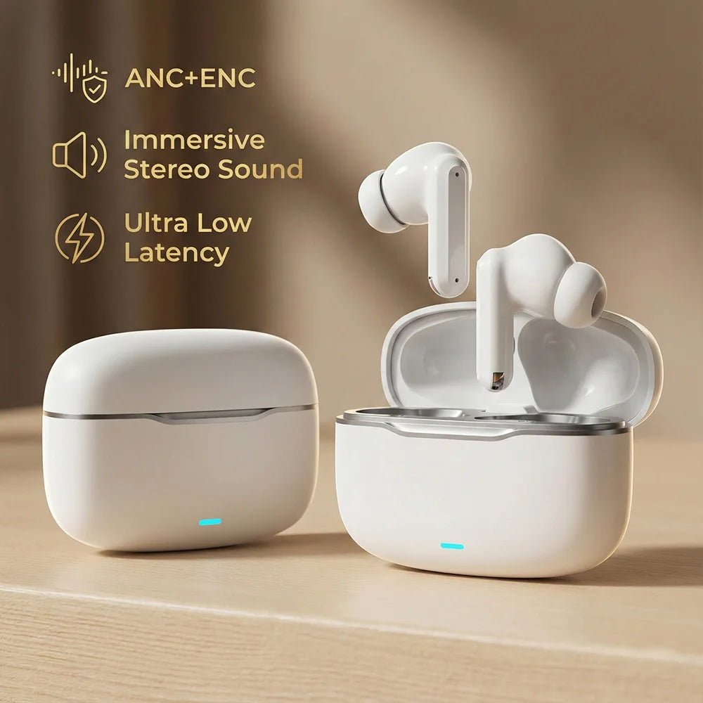 Active Noise Cancelling Wireless Headphones with Immersive Sound Ultra-Low Latency Effortless Wireless Charging for Gym running