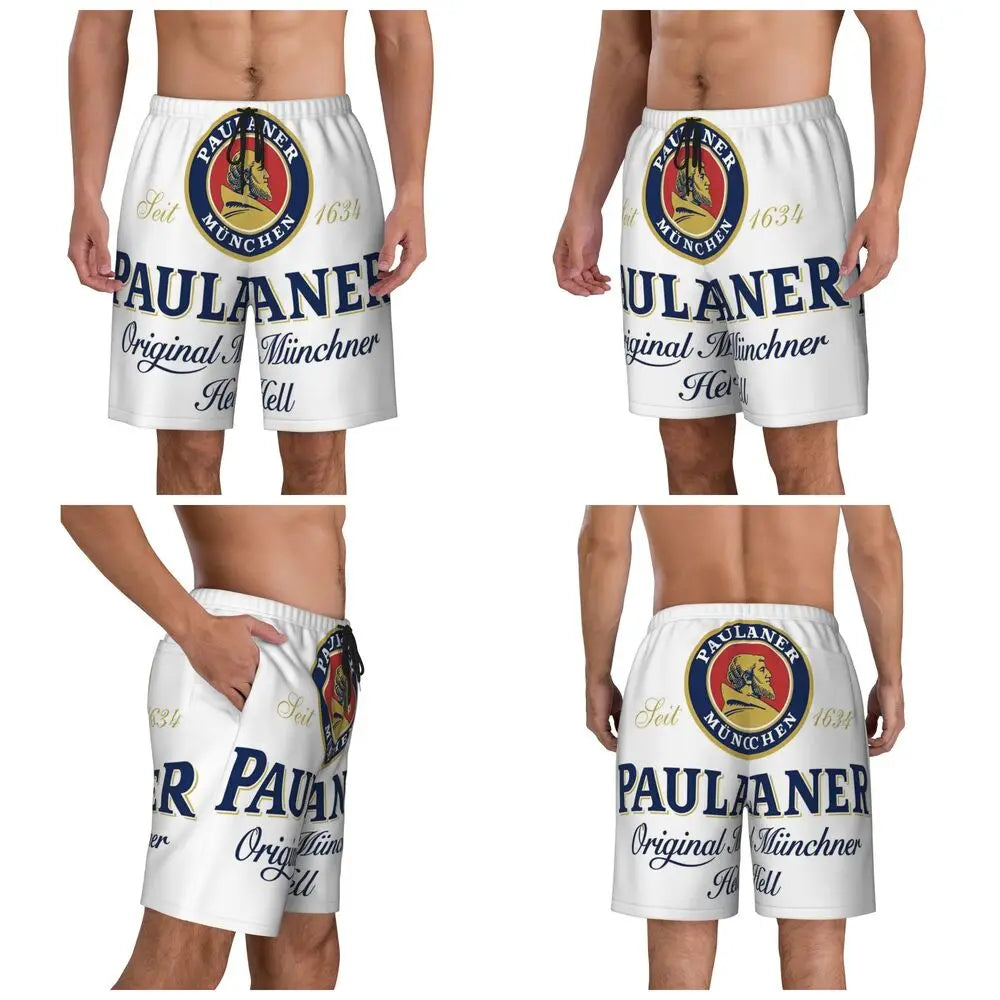 Male Board Shorts Paulaner Spezi Casual Beach Trunks Germany Soda Drink Sports Fitness High Quality Plus Size Beach Short Pants