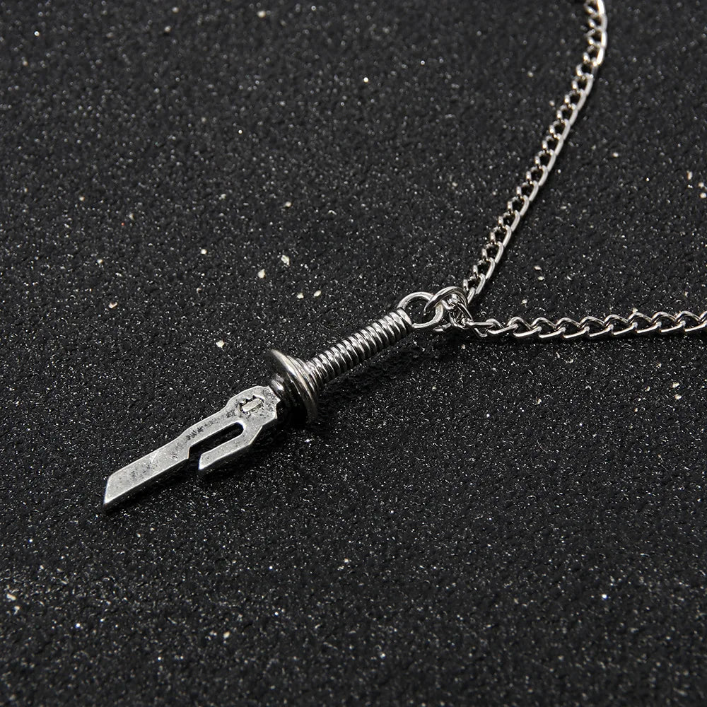 Anime Jujutsu Kaisen Fushiguro Toji Sword Necklace Spear of Tianri Knife Pendant Cosplay Necklaces For Unisex Choker Jewelry