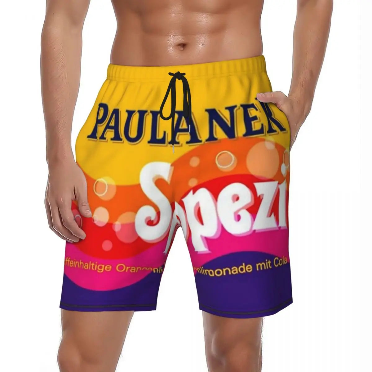 Male Board Shorts Paulaner Spezi Casual Beach Trunks Germany Soda Drink Sports Fitness High Quality Plus Size Beach Short Pants