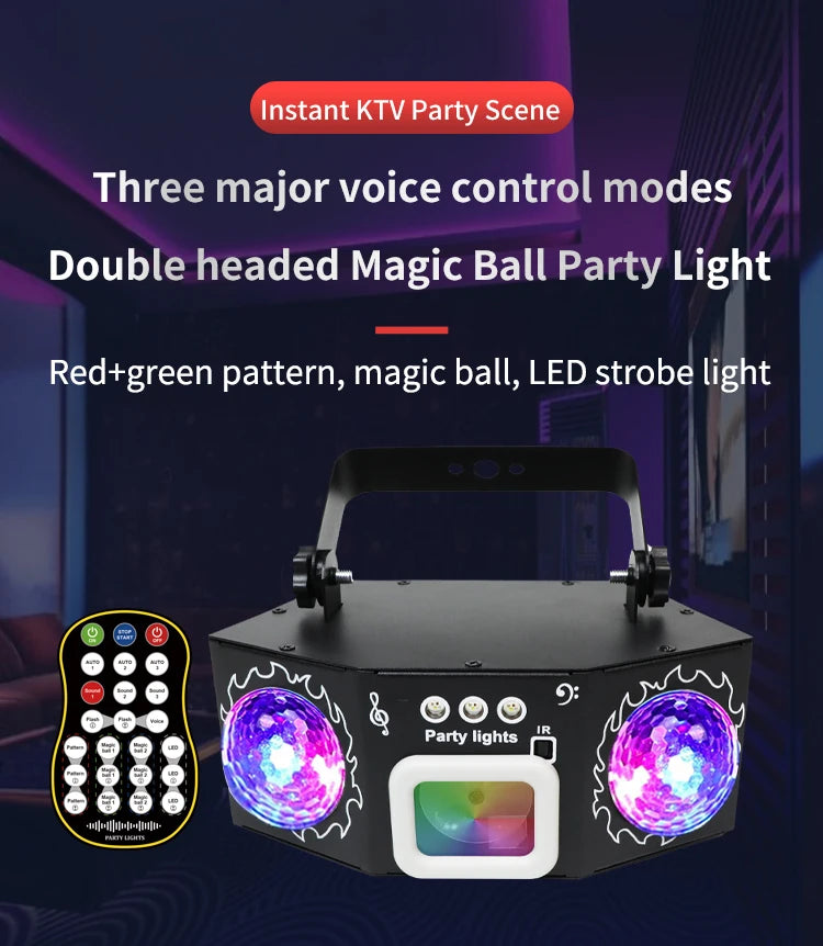 DJ Disco Laser Projection Strobe Light RGB LED Party Lights with DMX Voice Remote Control Bar Holiday Live Show Decor Lighting