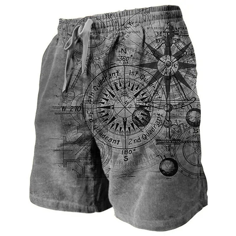 Summer Beach Shorts Compass 3D Print Men Women Holiday Casual Surfing Board Shorts Oversized Swimwear Trunks Kids Male Clothing