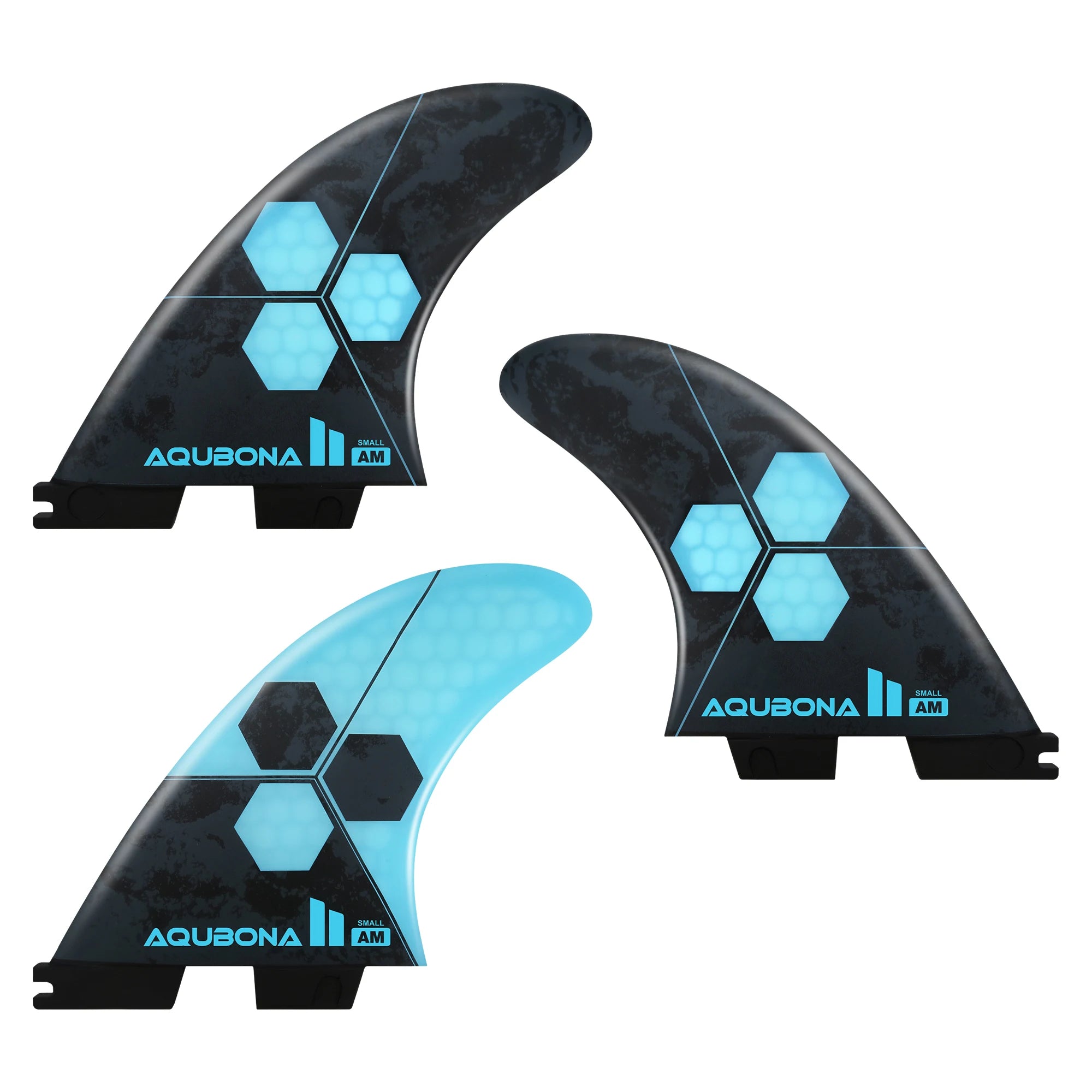 AQUBONA Fiberglass Honeycomb Surfboard Fin Thruster Surf Fin or Quad Set Single Tab or Dual Tab S/M/L Size With Key and Screws