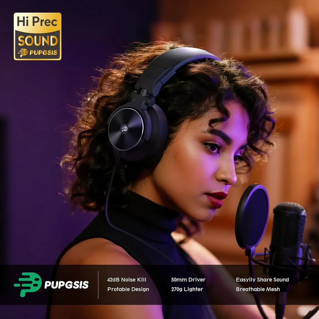 Studio Headphones DJ Headphones Professional 40kHz Hi-Res Stereo 3.5mm/6.35mm Audio Jack Wired Recording Headphone Audio Monitor