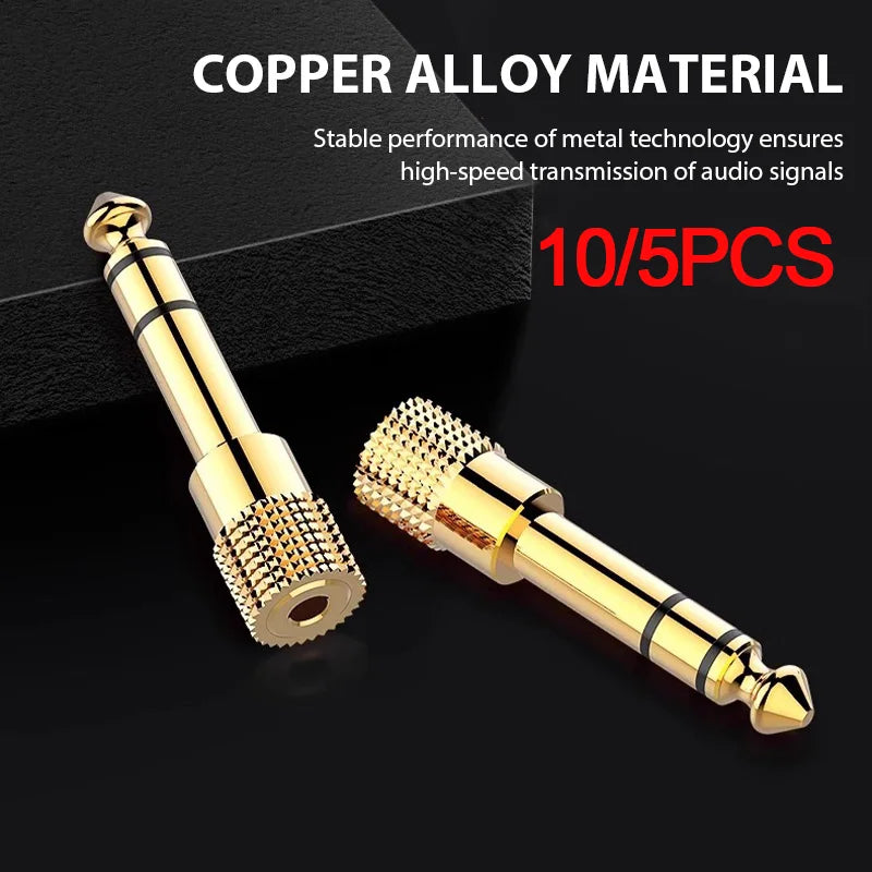 10/5PCS Jack 3.5 To 6.35 Audio Adapter 6.5mm To 3.5mm Converters Male Female Connector Headphone Plug 6.3mm Consumer Electronics