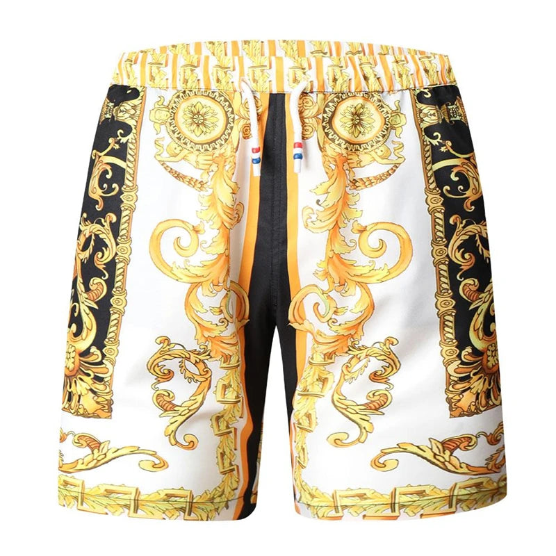 Gold Luxury Swimwear Shorts Breathable Surf Board Shorts Men's Vacation Beach Shorts Quick Dry Swimsuit Summer Sports Trunks Man