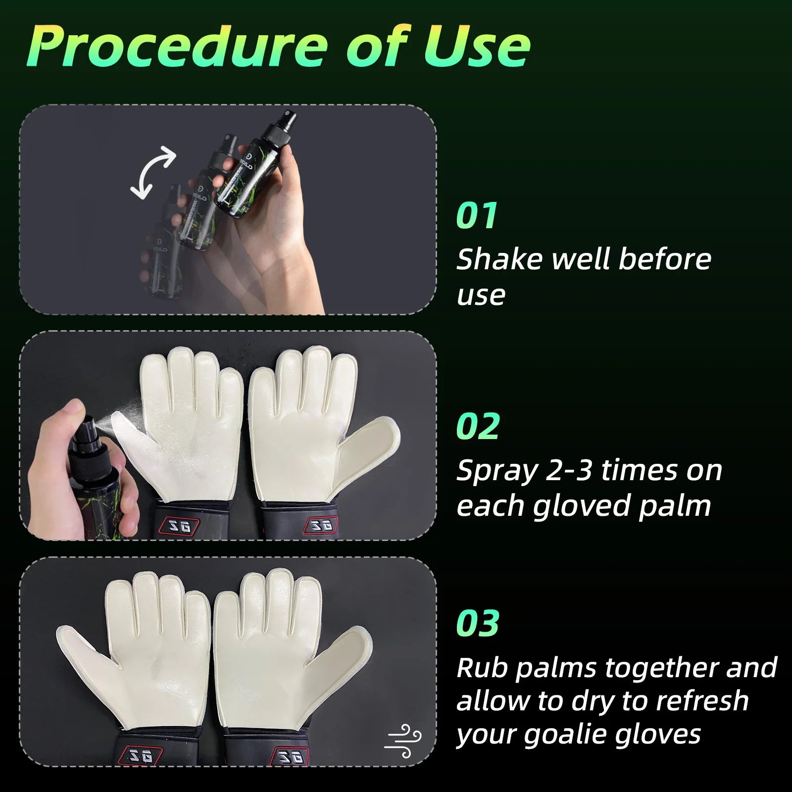 Goalkeeper gloves tackifier 30ml+ cleaning agent 30ml combination