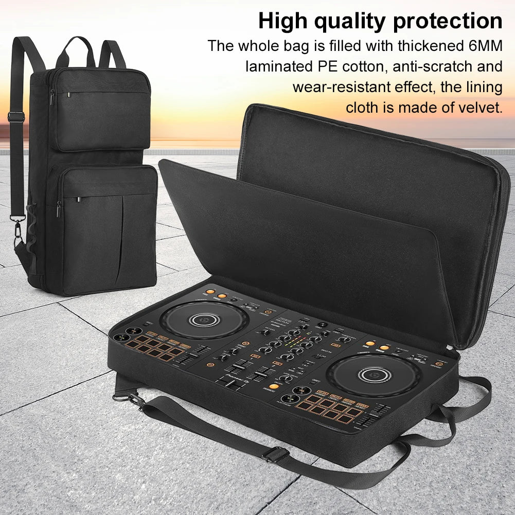 DJ Backpack for Pioneer DDJ-400 DDJ-FLX4/Roland DJ-202 DJ Mixer Case DJ Controller Case Carrying Case Adjustable Shoulder Strap
