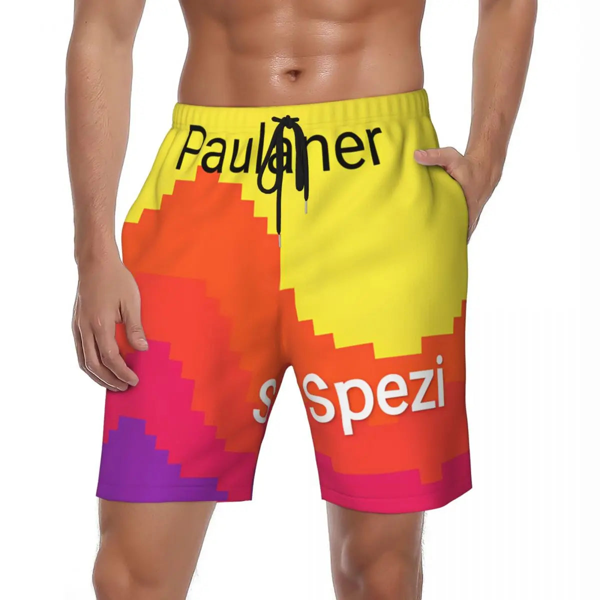 Male Board Shorts Paulaner Spezi Casual Beach Trunks Germany Soda Drink Sports Fitness High Quality Plus Size Beach Short Pants
