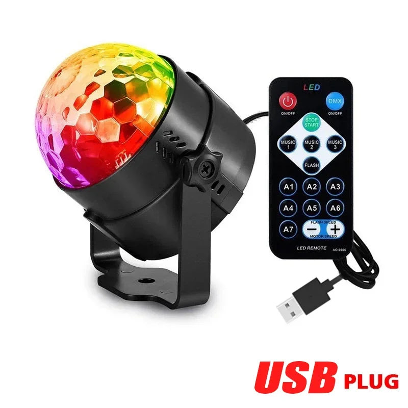 DJ Colorful Strobe Light  Activated Stage with Remote Control Disco Ball Lamps for Home Room Parties Kids Birthday Wedding Bar