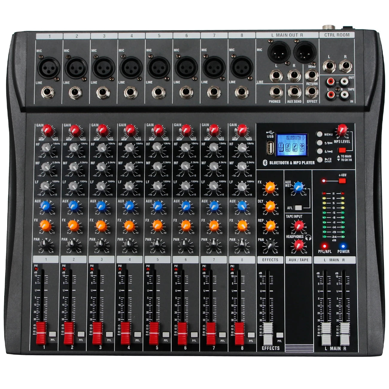 Professional 8-Channel Mixing Console DSP Effect USB Bluetooth Reverb Stage Performance Wedding Home Karaoke