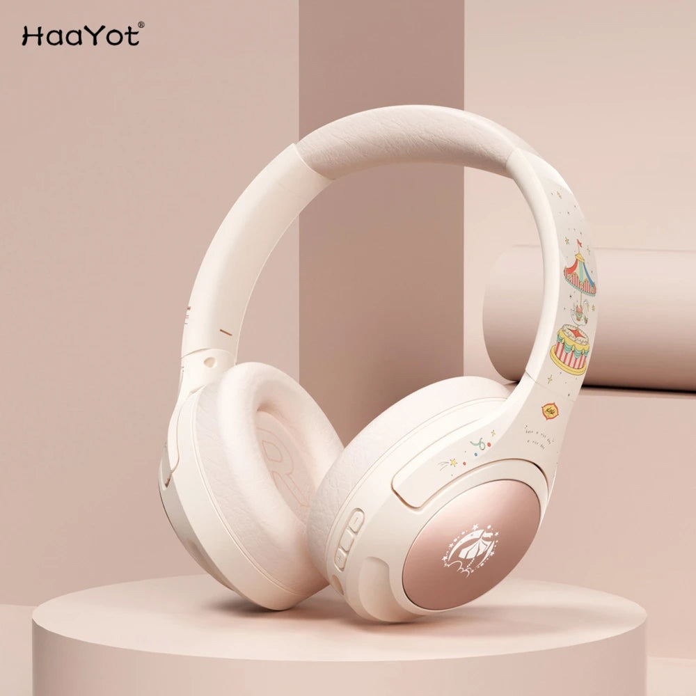 Girls Active Noise Cancelling Wireless Bluetooth Over-Ear Headphones, Memory Foam Ear Cups,100H Playtime,Kids Headset with Mic