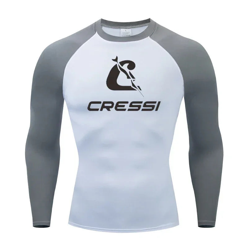 Men Surf Sunscreen Diving Suit Rash Protection t-Shirt Swimsuit Tight Short-Sleeved Swimming Floating UV Protection Diving Suit