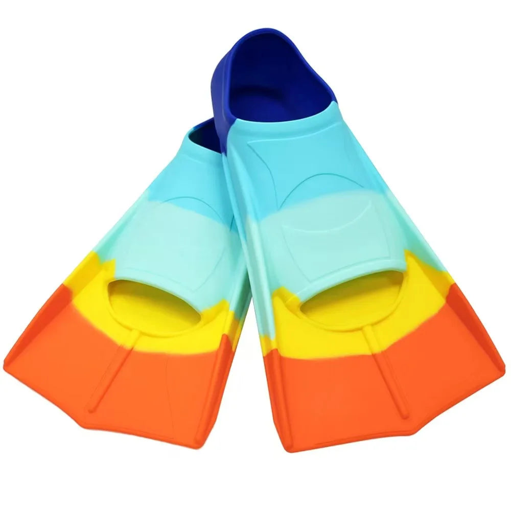 Silicone Swimming Flippers Snorkel Fins Short Frog Shoes Professional Training Breaststroke Scuba Diving Freesnorkel Men Women