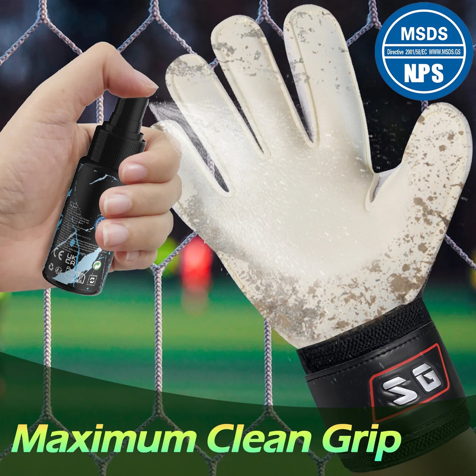 Goalkeeper gloves tackifier 30ml+ cleaning agent 30ml combination
