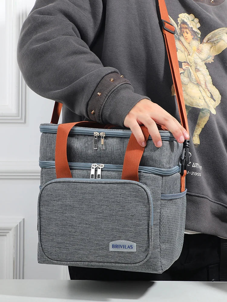Fashion Crossbody Insulated Lunch Bag – Large Capacity Thermal Food Organizer for Business & Daily Use