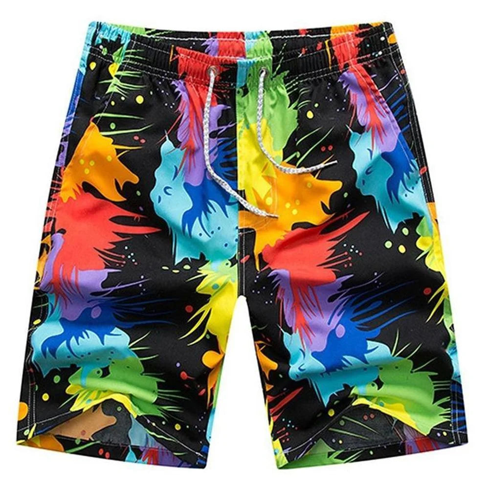 New Men's Swim Beach Shorts Summer Large Size Quick Dry Board Shorts Fashion Casual Drawstring Short Pants Hawaii Surf Shorts